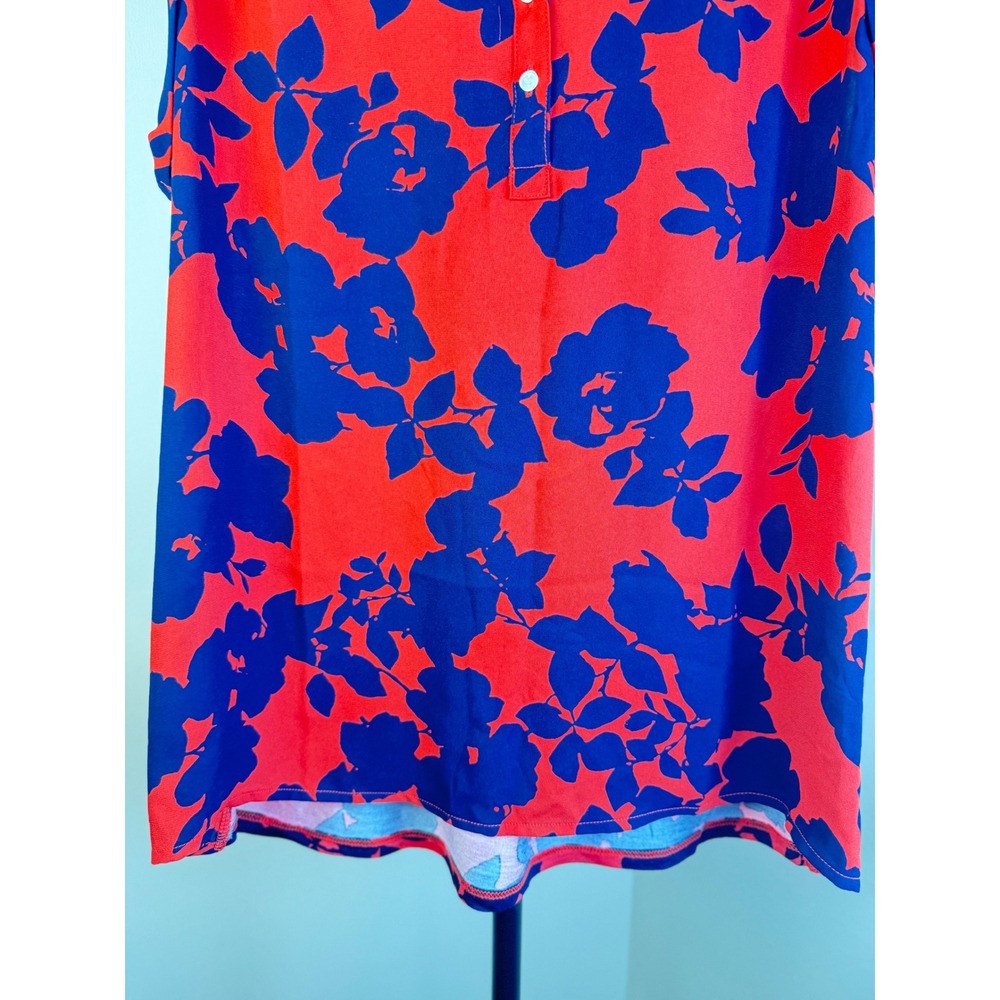 Loft Women Tunic Blouse XS NEW Red Blue Sheer Relax Fit Sleeveless Spring Summer - Picture 4 of 11